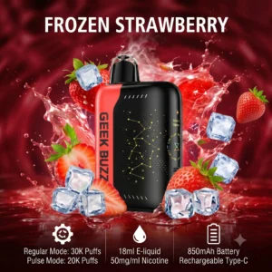 GEEK BUZZ Frozen Strawberry 25K-30K Puffs Adjustable Vape Pen