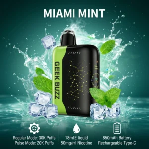 GEEK BUZZ Miami Mint 25000-30000 Puffs Adjustable Vaporizer
