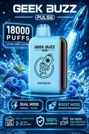 Geek Buzz Pulse 18000 Blue Razz Ice vape device