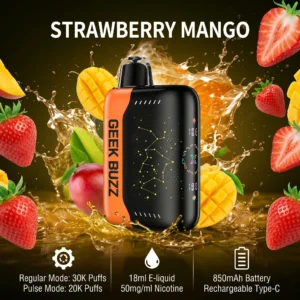GEEK BUZZ Strawberry Mango 25K-30K Puffs Adjustable E-Cig