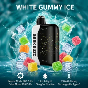 GEEK BUZZ White Gummy Ice 25000-30000 Puffs Disposable Vape
